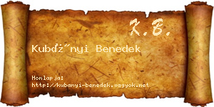 Kubányi Benedek névjegykártya