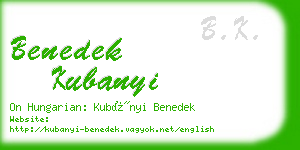 benedek kubanyi business card